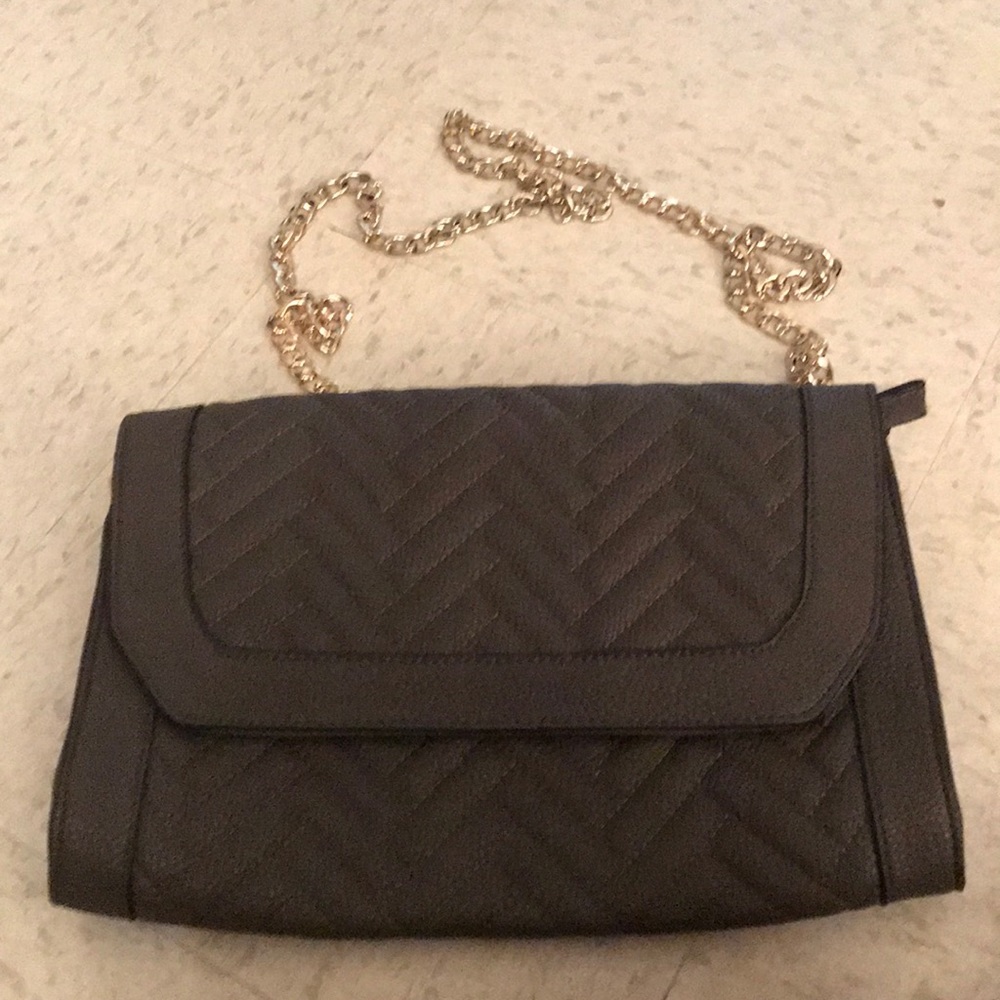 Satchel Clutch Purse with Detachable Gold Chain Strap